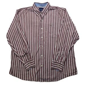 Tommy‎ Bahama Striped Shirt Mens XL Burgundy White Long Sleeve Button Down